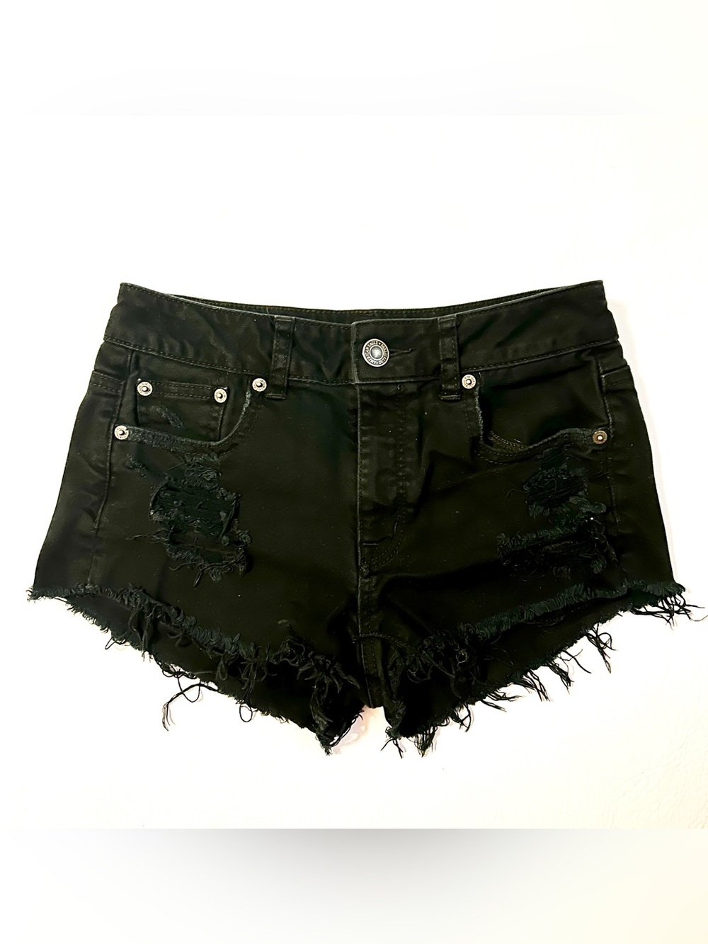 American Eagle Outfitters Black Distressed Denim Cutoff Shorts size 2